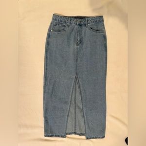 Blue denim skirt